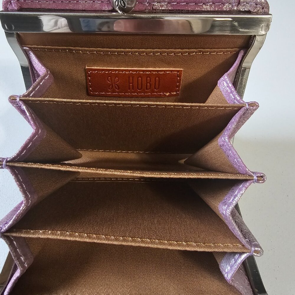 HOBO Bags Women’s Metallic Leather Wallet-Pink - Picture 2 of 7